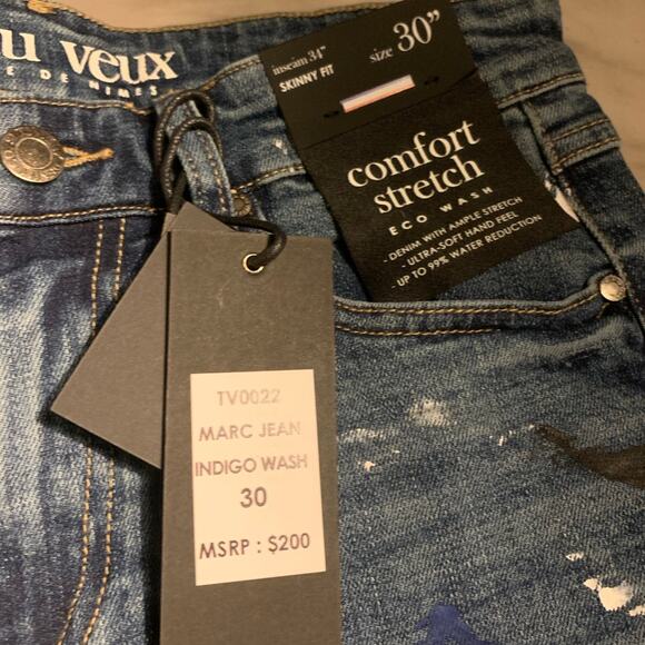 Si Tu Veux Superstack indigo Wash  Jeans Size 30 - Picture 7 of 9